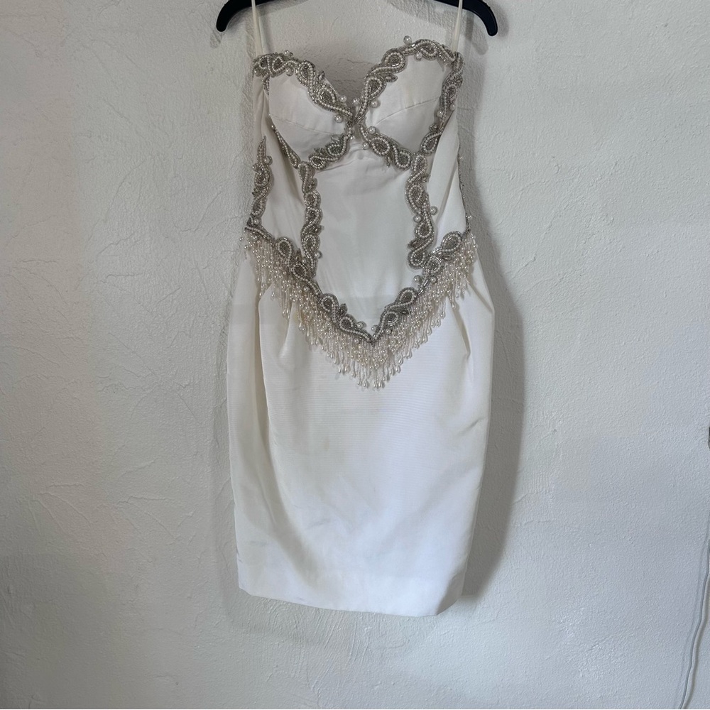 Vintage Isabelle Allard Statement Strapless Beaded DressSize 42 Made in France